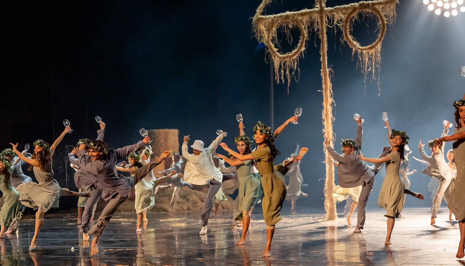 Dancers from the Joffrey Ballet perform on stage